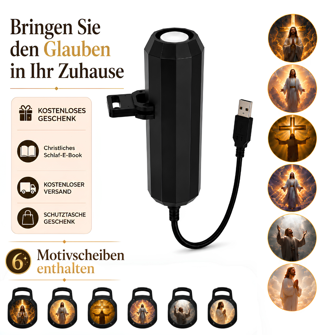 Tragbarer Glaubensprojektor mit austauschbaren Motivscheiben